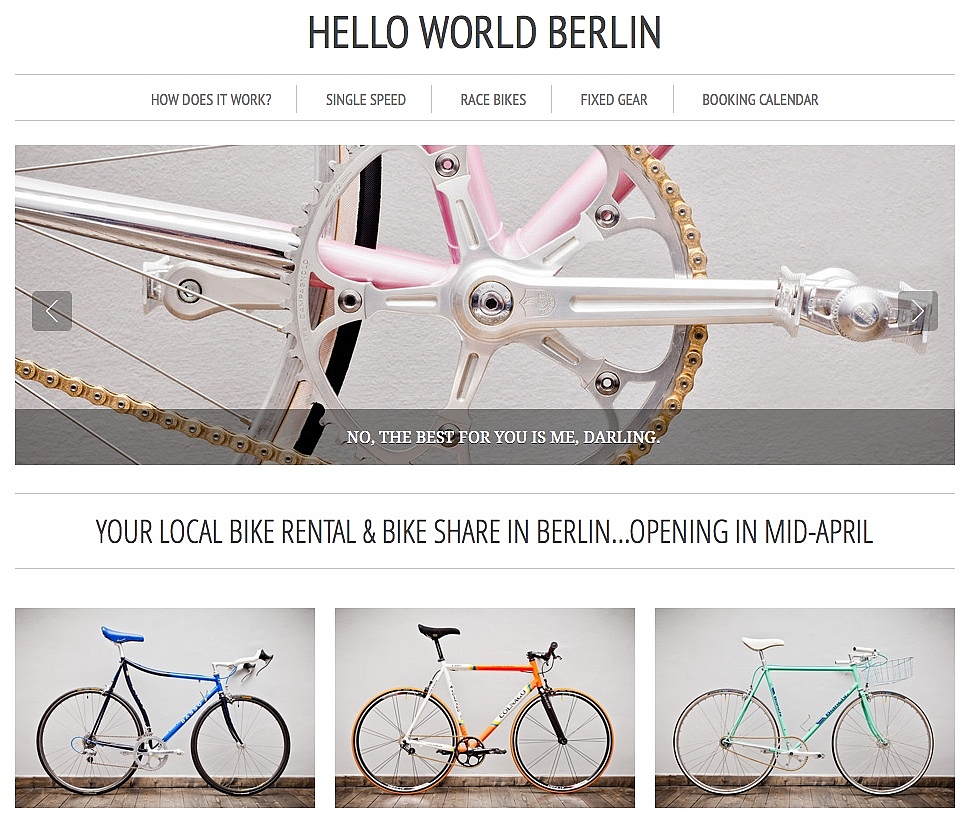 Hello World Berlin, Fahrrad-Verleih aus Berlin (Screenshot)