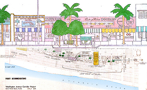Plan für die Wiederbelebung der Washington Avenue, Miami Beach, Florida, 1978 / Plan: Venturi, Scott Brown and Associates inc.